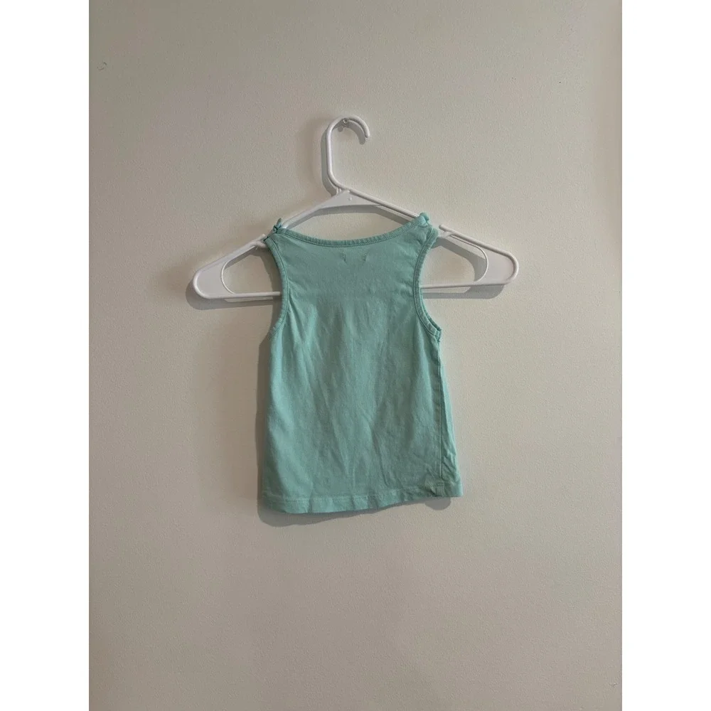 Sfera Cupcake Embroidered Tank Top girls Size 3-4 Mint Green Shoulder Knots